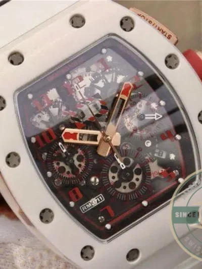 Replica Richard Mille 011 Swiss Eta7750 Crystal Dial With Red Paint On Marker - Affordable Luxury Replica Timepiece