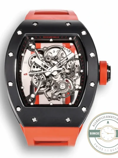 Replica Richard Mille 055 Ceramic Case Red Strap - Premium Super Clone Watch