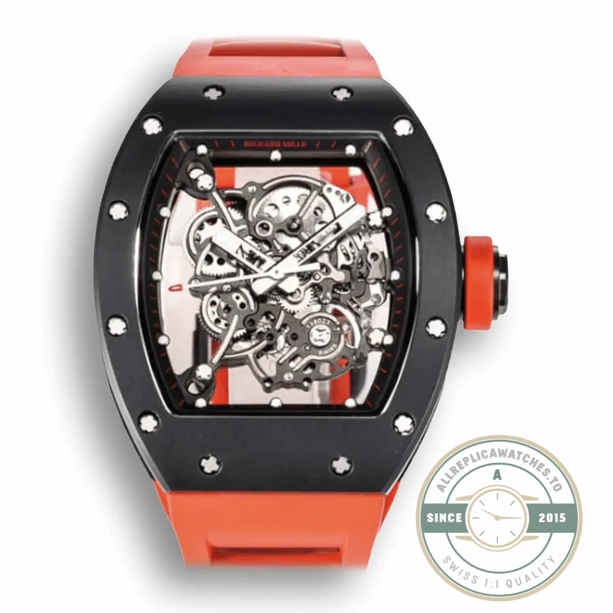 Replica Richard Mille 055 Ceramic Case Red Strap - Premium Super Clone Watch