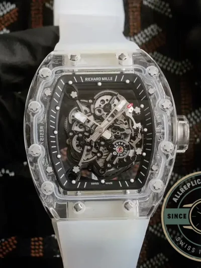 Replica Richard Mille 055 Glass Transparent Black Bezel - Luxury Replica Watch