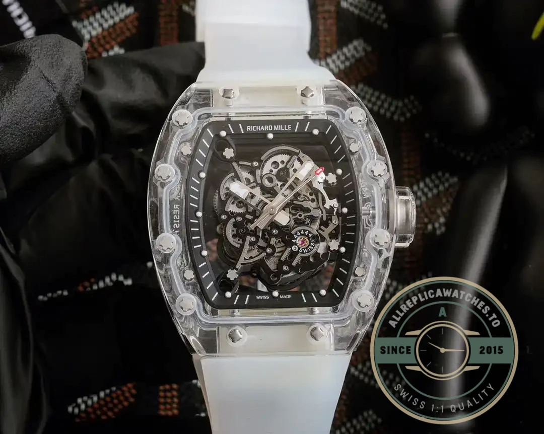 Replica Richard Mille 055 Glass Transparent Black Bezel - Luxury Replica Watch