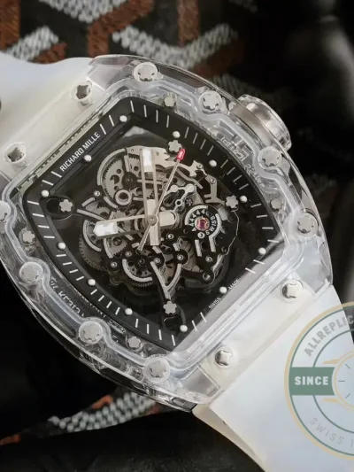 Replica Richard Mille 055 Glass Transparent Black Bezel - High-Grade Replica Watch