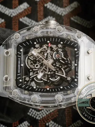 Replica Richard Mille 055 Glass Transparent Black Bezel - Premium Super Clone Watch