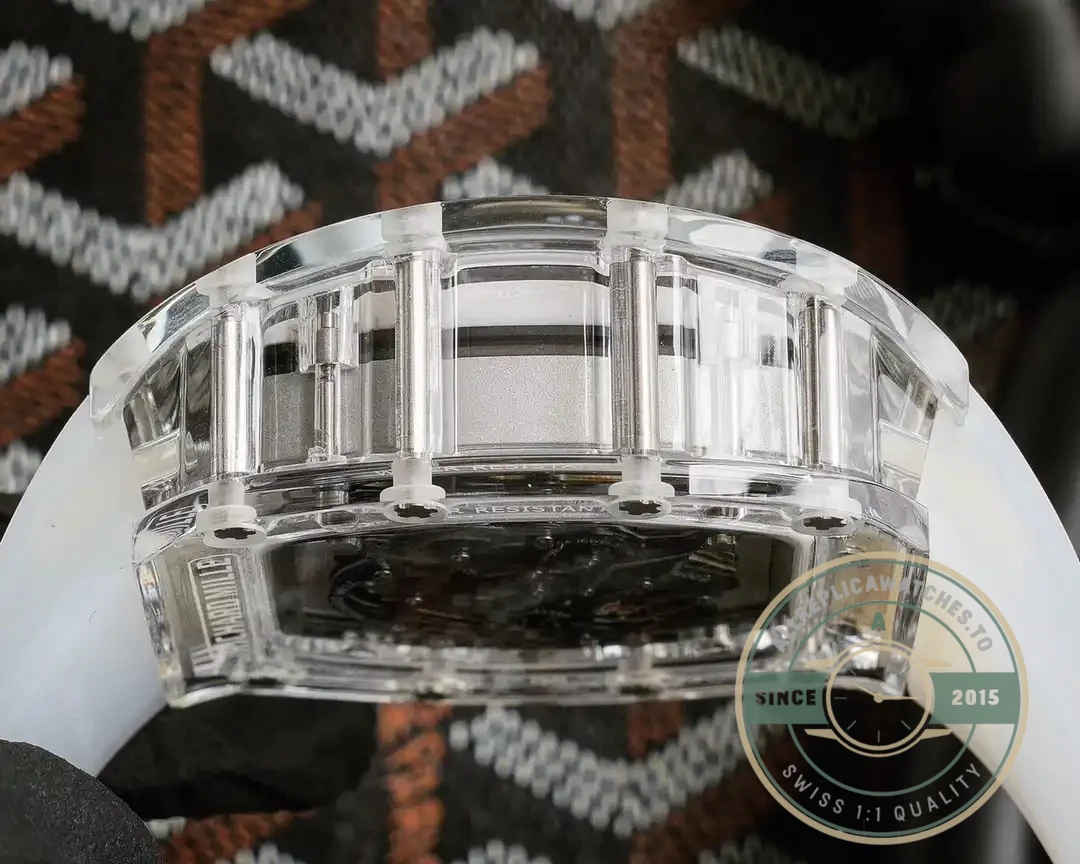 Replica Richard Mille 055 Glass Transparent Black Bezel - Swiss Movement Replica Watch