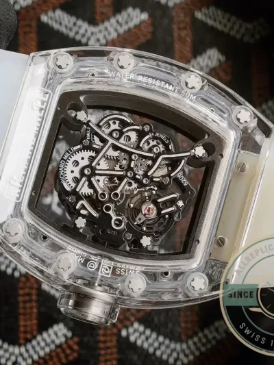 Replica Richard Mille 055 Glass Transparent Black Bezel - 1:1 Swiss Replica Watch