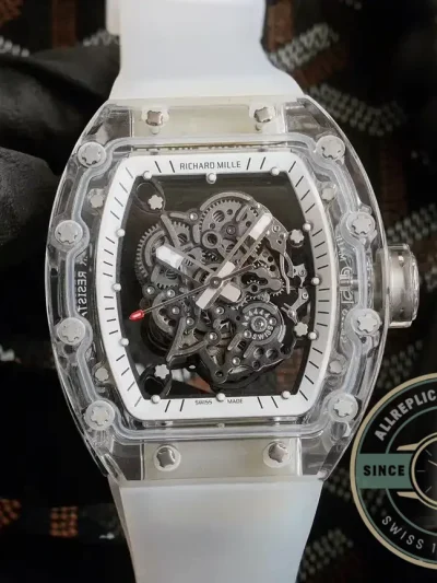 Replica Richard Mille 055 Glass Transparent Black Bezel - Swiss Movement Replica Watch