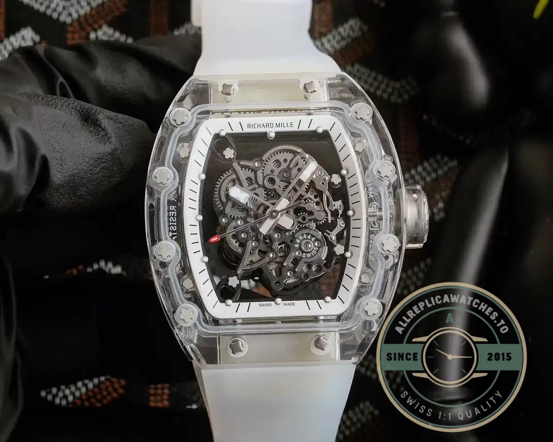 Replica Richard Mille 055 Glass Transparent Black Bezel - Swiss Movement Replica Watch
