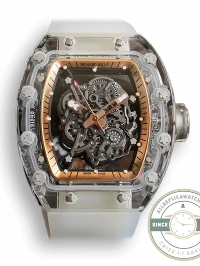 Replica Richard Mille 055 Glass Transparent Gold Bezel - Premium Super Clone Watch