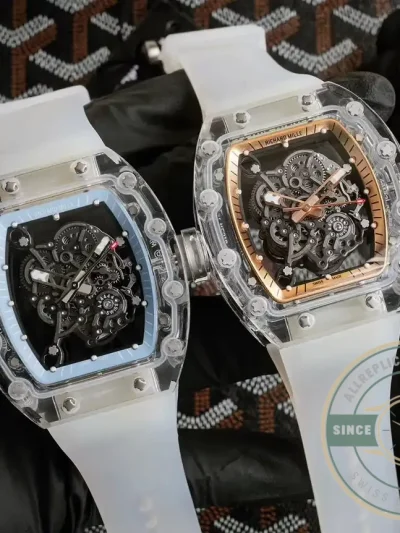 Replica Richard Mille 055 Glass Transparent Gold Bezel - Best Quality Replica Watch