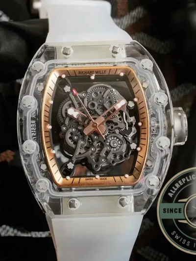 Replica Richard Mille 055 Glass Transparent Gold Bezel - Luxury Replica Watch