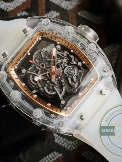 Replica Richard Mille 055 Glass Transparent Gold Bezel - Affordable Super Clone Watch
