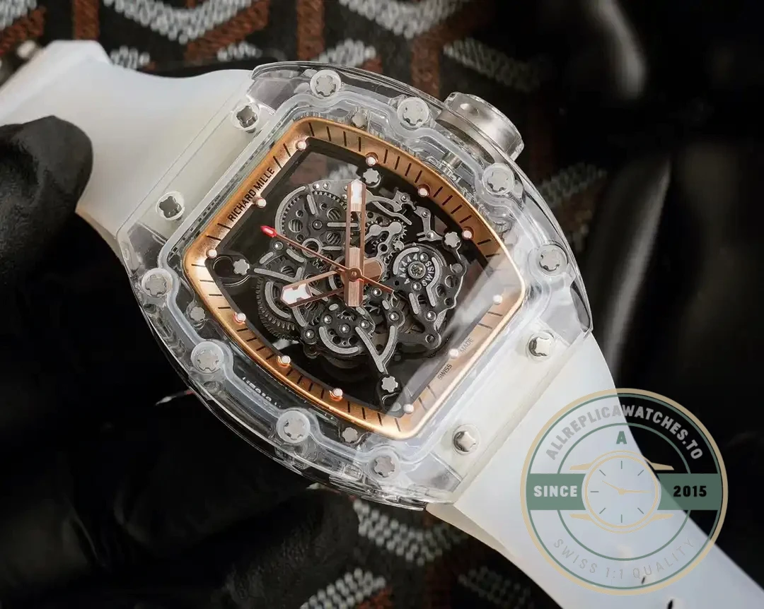 Replica Richard Mille 055 Glass Transparent Gold Bezel - Affordable Super Clone Watch