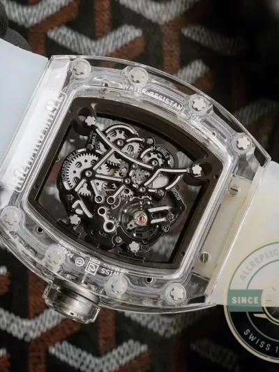 Replica Richard Mille 055 Glass Transparent Gold Bezel - Affordable Super Clone Watch