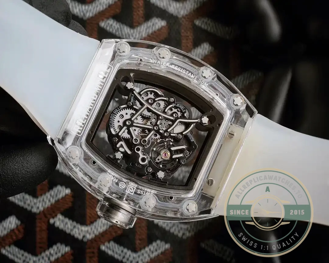 Replica Richard Mille 055 Glass Transparent Gold Bezel - Affordable Super Clone Watch