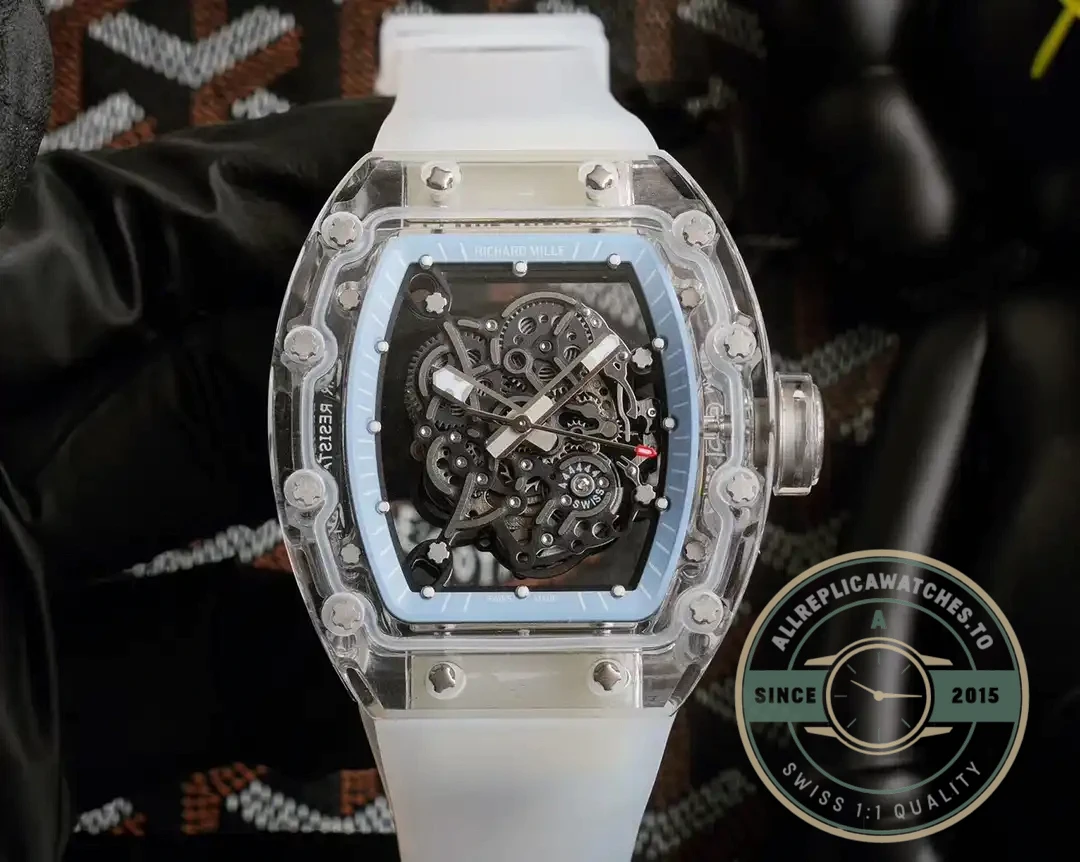 Replica Richard Mille 055 Glass Transparent Gold Bezel - Top-Tier Swiss Replica Watch