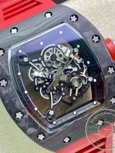 Replica Richard Mille 055 V2 Carbon Fiber Red Strap - Best Quality Replica Watch