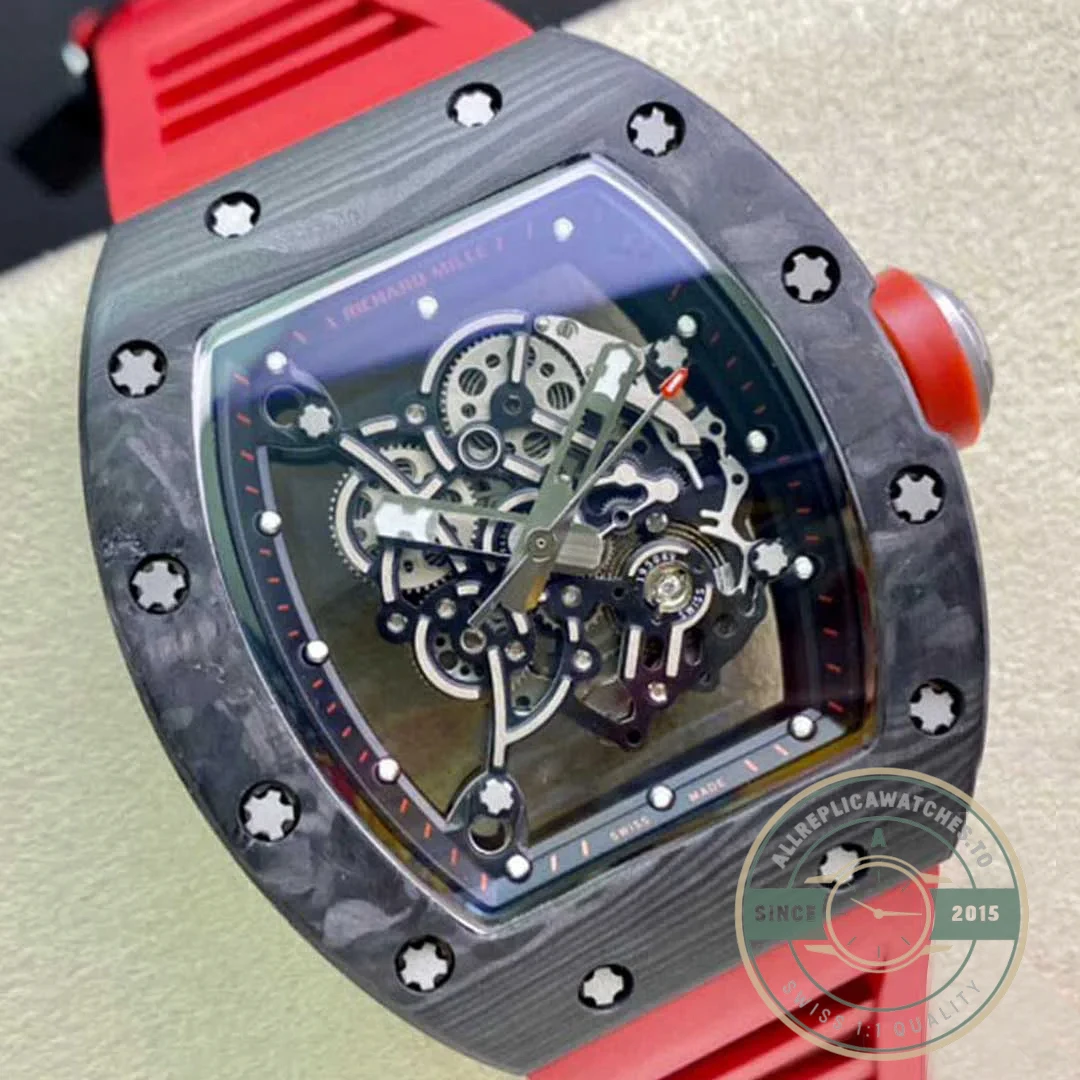 Replica Richard Mille 055 V2 Carbon Fiber Red Strap - Best Quality Replica Watch