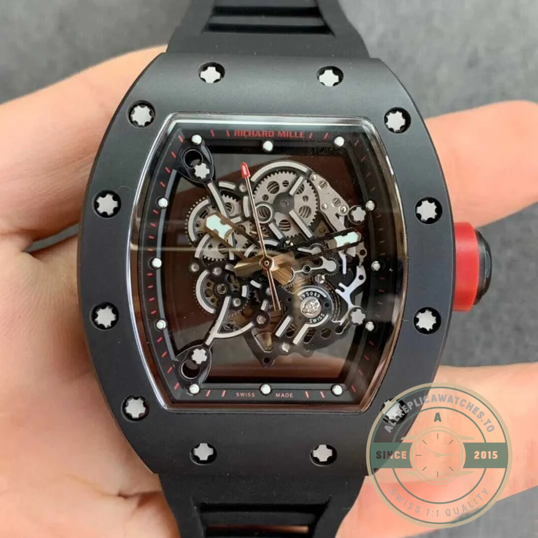 Replica Richard Mille 055 V2 Ceramic Black Strap - Factory Super Clone Watch