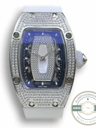 Replica Richard Mille 07-01 Diamond Case White Strap - Budget Luxury Replica Watch