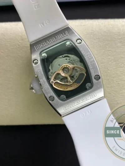 Replica Richard Mille 07-01 Diamond Case White Strap - Affordable Super Clone Watch
