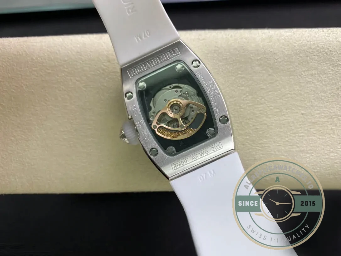 Replica Richard Mille 07-01 Diamond Case White Strap - Affordable Super Clone Watch