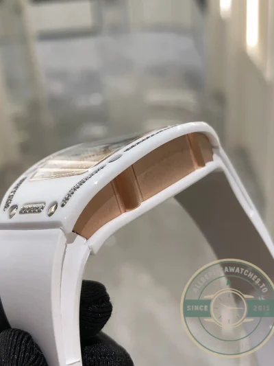 Replica Richard Mille 07-01 White Ceramic & Rose Gold With Diamonds White Dial - 1:1 Swiss Replica Watch