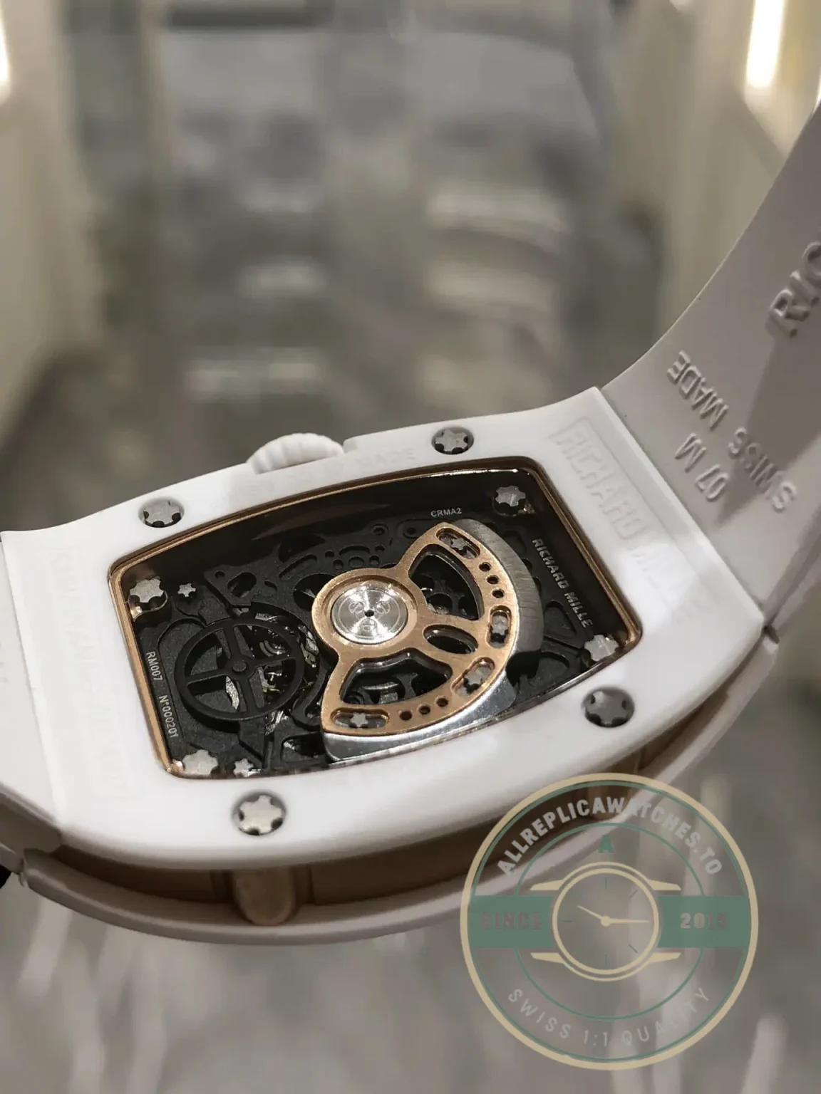 Replica Richard Mille 07-01 White Ceramic & Rose Gold With Diamonds White Dial - Affordable Luxury Replica Timepiece