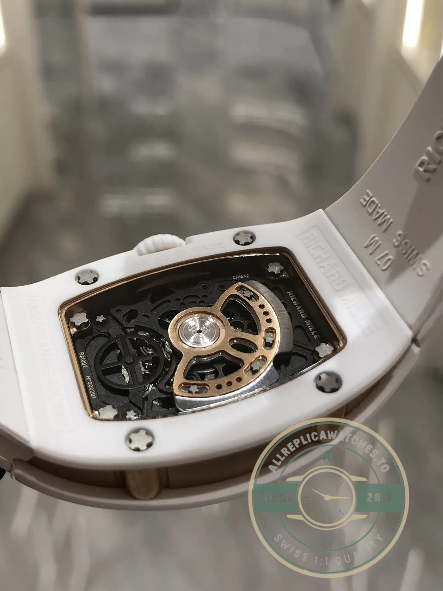 Replica Richard Mille 07-01 White Ceramic & Rose Gold With Diamonds White Dial - Affordable Luxury Replica Timepiece