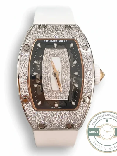 Replica Richard Mille 07-01 White Gold White Rubber Strap - Factory Super Clone Watch