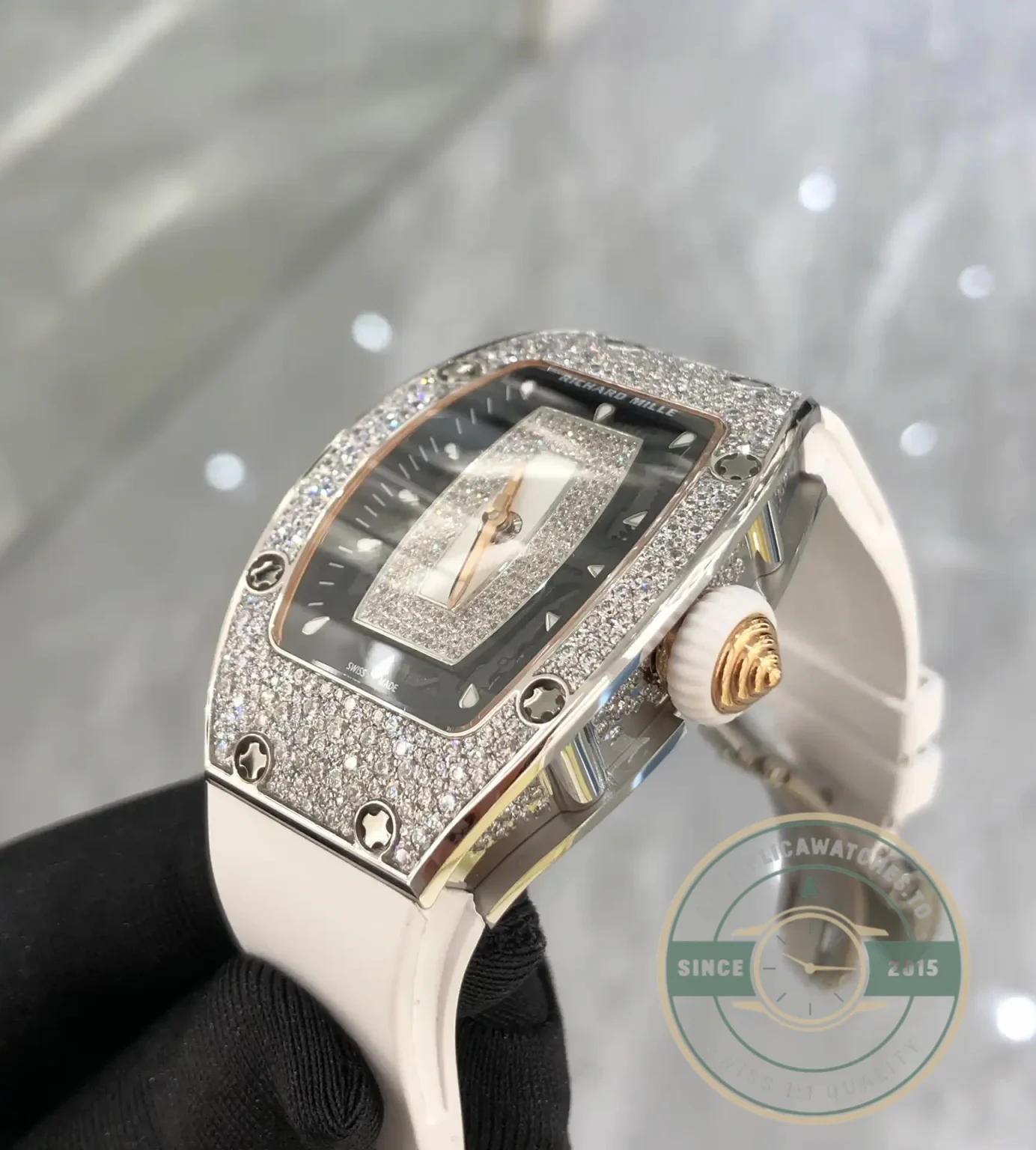 Replica Richard Mille 07-01 White Gold White Rubber Strap - 1:1 Swiss Replica Watch