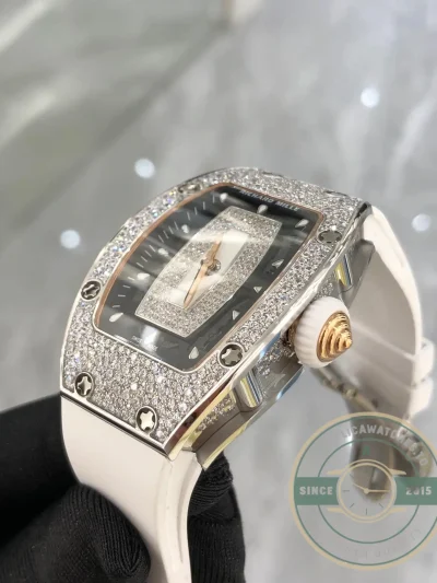 Replica Richard Mille 07-01 White Gold White Rubber Strap - 1:1 Swiss Replica Watch