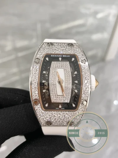Replica Richard Mille 07-01 White Gold White Rubber Strap - Budget Luxury Replica Watch
