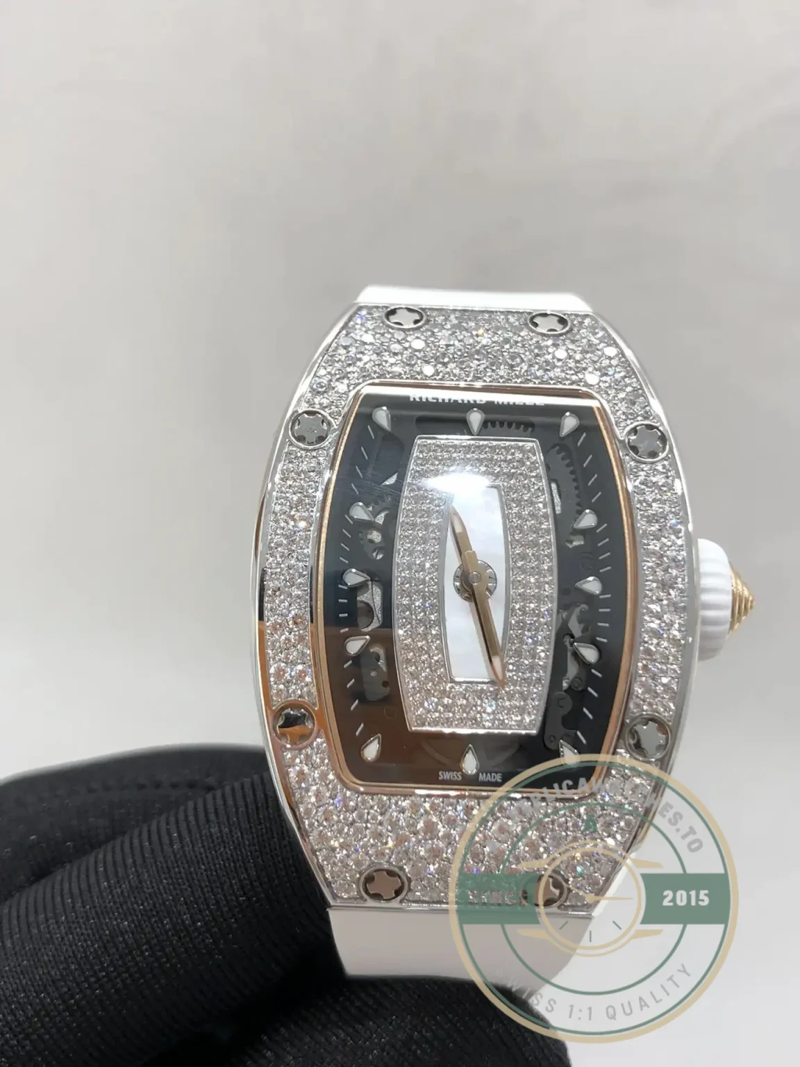 Replica Richard Mille 07-01 White Gold White Rubber Strap - High-Grade Replica Watch