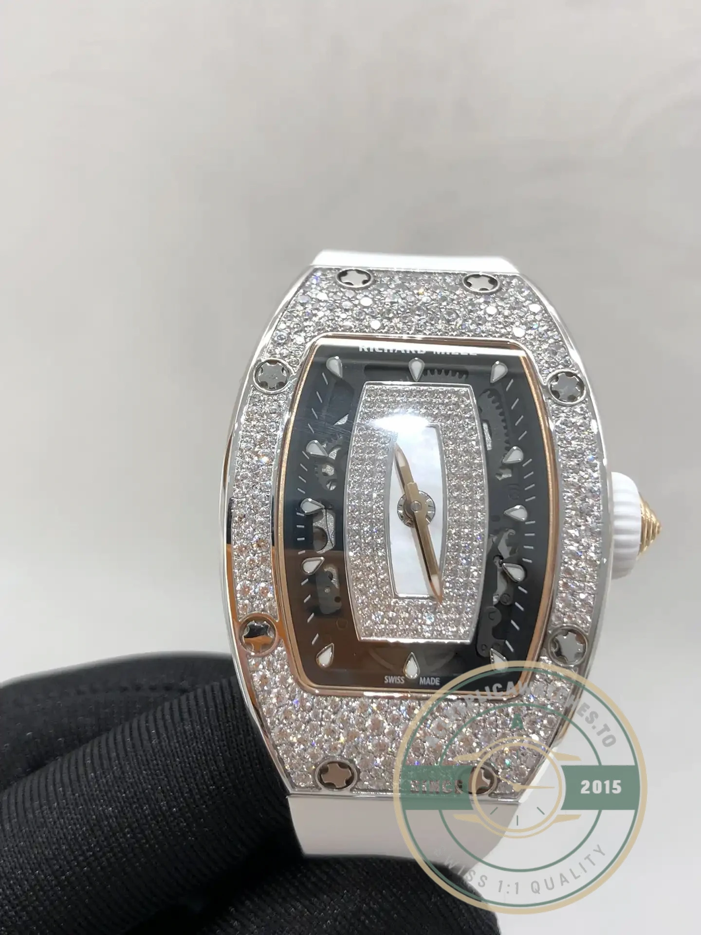 Replica Richard Mille 07-01 White Gold White Rubber Strap - High-Grade Replica Watch