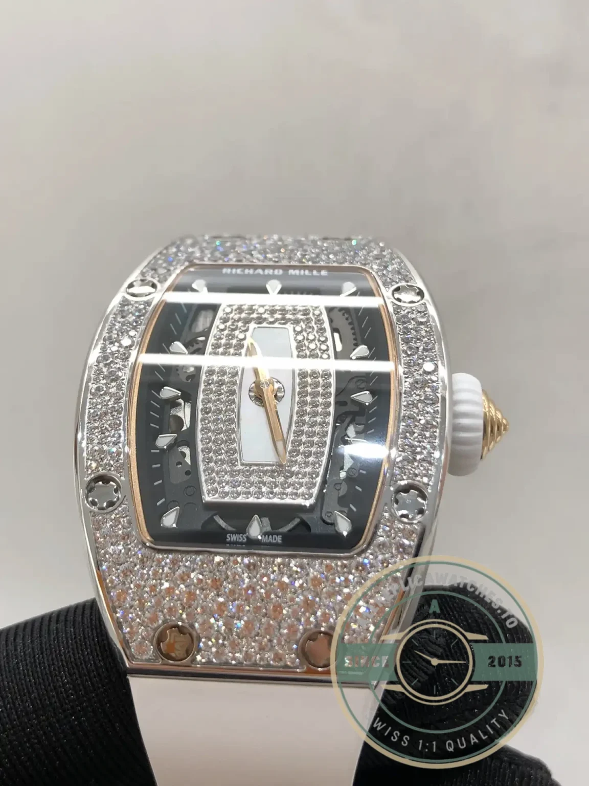 Replica Richard Mille 07-01 White Gold White Rubber Strap - Budget Luxury Replica Watch