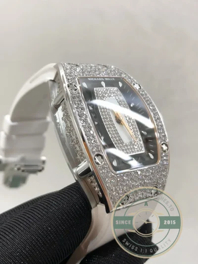Replica Richard Mille 07-01 White Gold White Rubber Strap - 1:1 Swiss Replica Watch