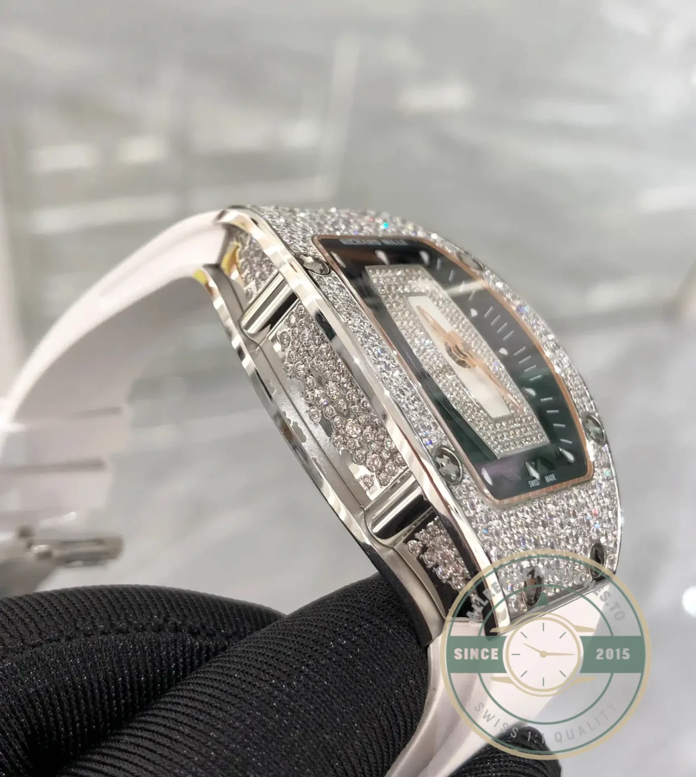 Replica Richard Mille 07-01 White Gold White Rubber Strap - Budget Luxury Replica Watch