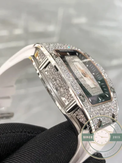 Replica Richard Mille 07-01 White Gold White Rubber Strap - Budget Luxury Replica Watch
