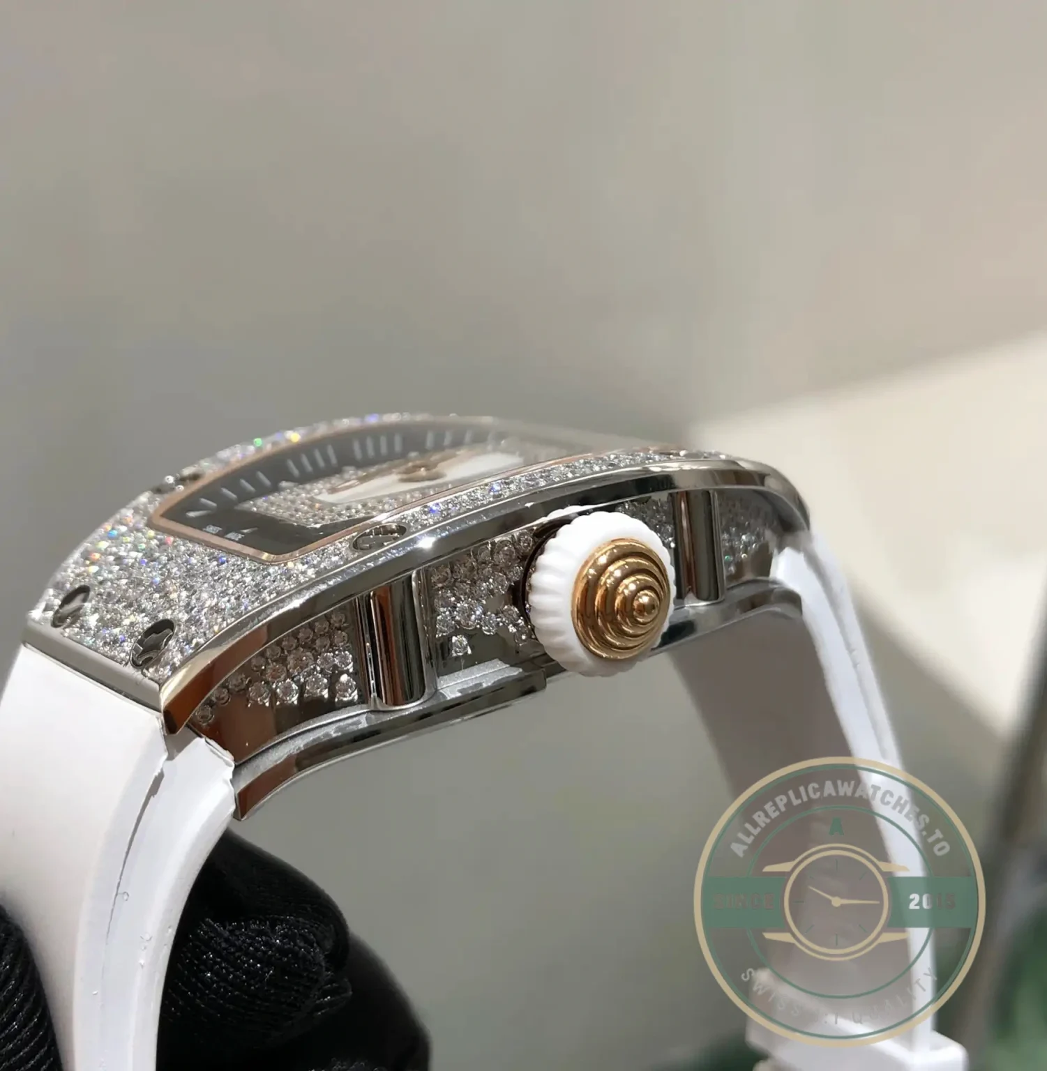 Replica Richard Mille 07-01 White Gold White Rubber Strap - Budget Luxury Replica Watch