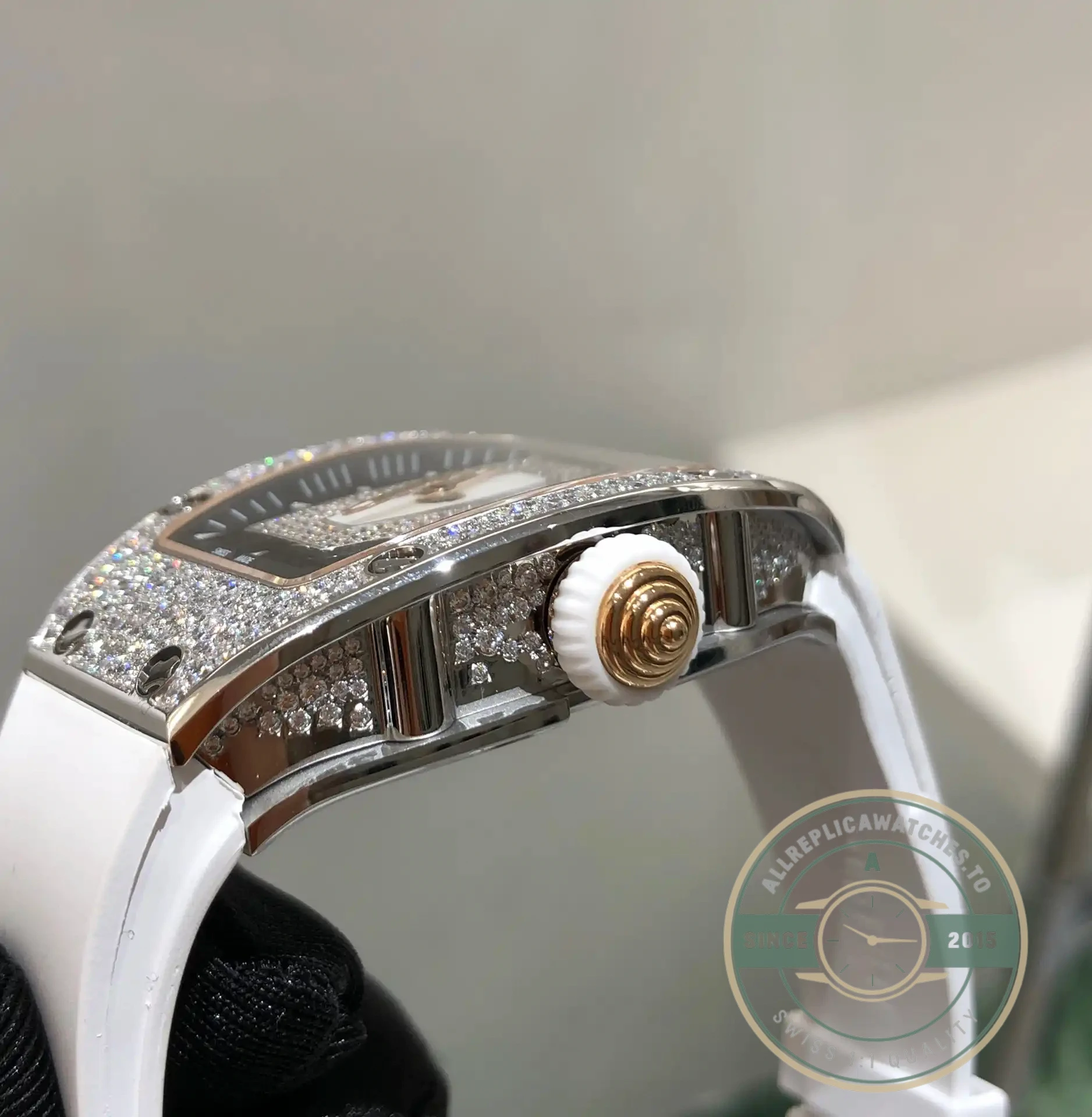 Replica Richard Mille 07-01 White Gold White Rubber Strap - Budget Luxury Replica Watch
