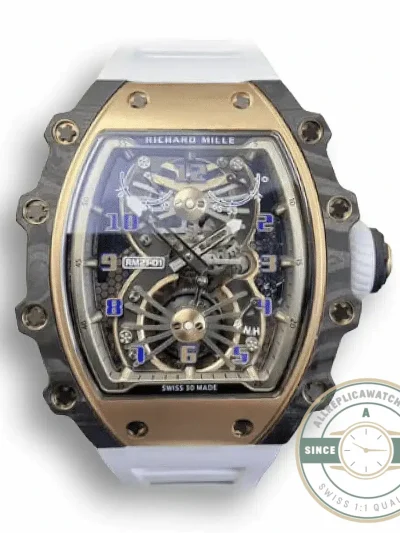 Replica Richard Mille 21-01 Tourbillon Skeleton Dial White Strap - Top-Tier Swiss Replica Watch