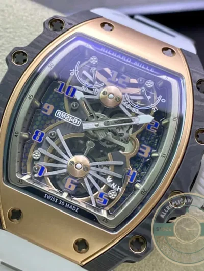 Replica Richard Mille 21-01 Tourbillon Skeleton Dial White Strap - Luxury Replica Watch