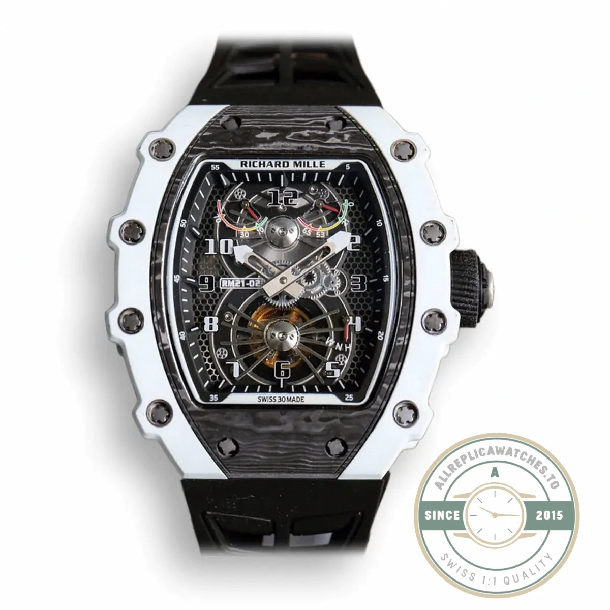 Replica Richard Mille 21-02 V2 Black Rubber Strap - Swiss Movement Replica Watch