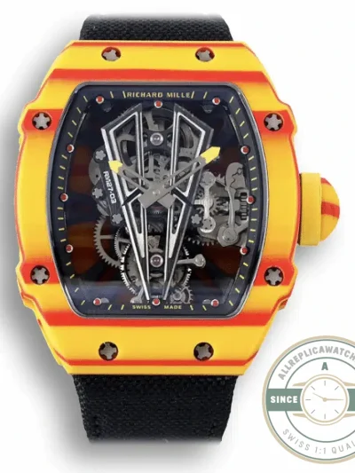 Replica Richard Mille 27-03 Rafael Nadal Tourbillon Black Strap - Swiss-Made Clone Watch