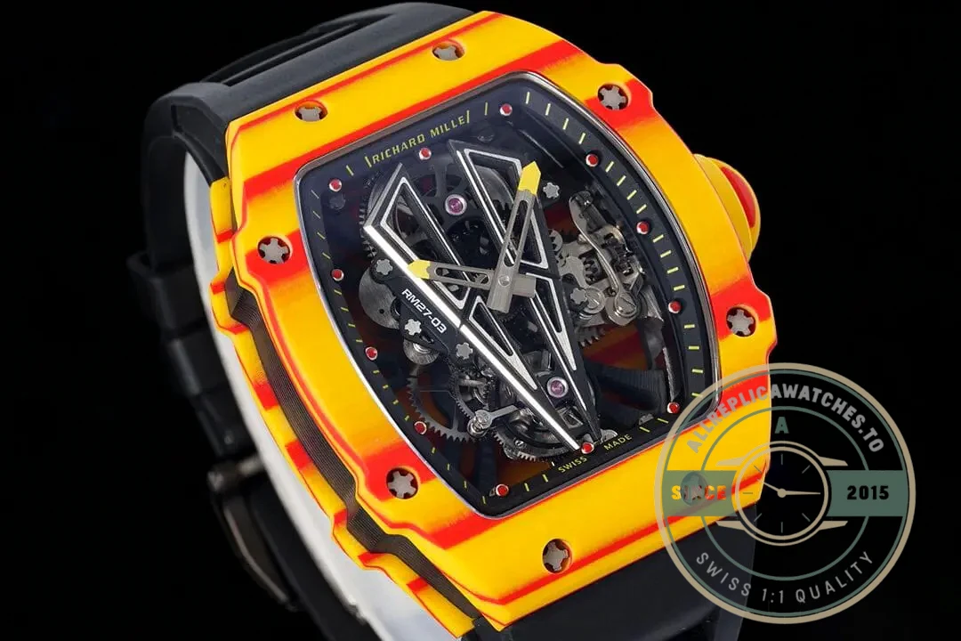 Superclone Richard Mille 27-03 Rafael Nadal Tourbillon Black Rubber Strap - Best Quality Replica Watch