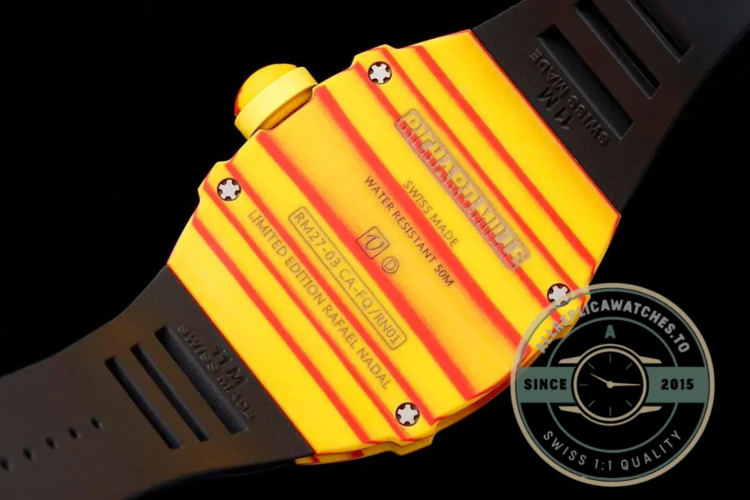 Superclone Richard Mille 27-03 Rafael Nadal Tourbillon Black Rubber Strap - Best Quality Replica Watch