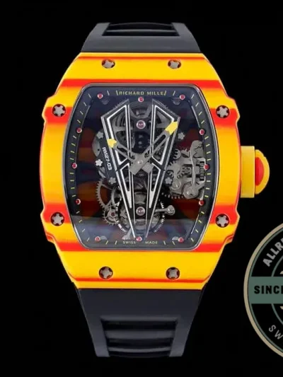 Superclone Richard Mille 27-03 Rafael Nadal Tourbillon Black Rubber Strap - 1:1 Swiss Replica Watch