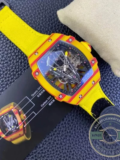 Replica Richard Mille 27-03 Rafael Nadal Tourbillon Yellow Strap - 1:1 Swiss Replica Watch