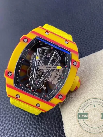 Replica Richard Mille 27-03 Rafael Nadal Tourbillon Yellow Strap - 1:1 Swiss Replica Watch