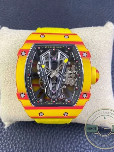 Replica Richard Mille 27-03 Rafael Nadal Tourbillon Yellow Strap - Budget Luxury Replica Watch